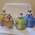 Lot Of 4 Vintage China Costumed Ladies Powder Boxes