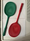 Vintage Red   Green Plastic Badminton Pair     Mid-century Retro     Estate Find