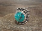 Native American Sterling Silver   Turquoise Ring - Lee - Size 10