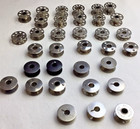 Vintage Mixed Lot Of 34 Sewing Machine Metal Bobbins 4 Hole 9 Hole