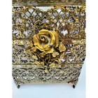 Vintage Hollywood Regency Gold Filigree Metal Tissue Box Cover Rose Ornate