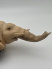 Vintage Carved Burl Wood Knot Elephant Head Art Sculpture Trunk Up Figure