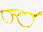 Classic 50 s Vintage Retro Style Clear Lens Eye Glasses Round Matte Yellow Frame