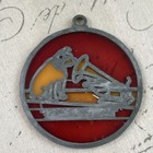 Vtg Rca Phonograph Nipper Dog His Master s Voice Stained Glass Sign Ornament
