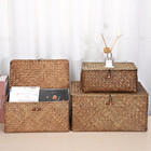 Hipiwe Set Of 3 Natural Seagrass Storage Baskets With Lid - Large Handwoven Wick