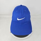 Nike Hat Cap Strap Back Blue White Dri-fit Swoosh Athletic Youth Child Logo