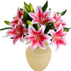 6pcs Tiger Lily Artificial Flowers Real Touch Fake Lilies With Stems Faux Pink