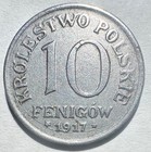 1917 Poland 10 Fenigow  Au