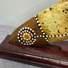 Aboriginal Art Boomerang Wooden Hand Painted Australia Aussie Native With Stand