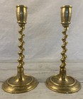 Vintage Pair Engraved Brass Candle Holders 8    Tall 3 5    Wide
