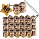 50pcs Threaded Insert Furniture Screw In Wood Nut Inserts Bolt Fastener 1 4 -20