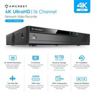 Amcrest 4k 16ch Nvr No Poe Ports Supports Up To 10tb Hdd Nv4116-a2 -  1 Warranty