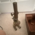 Antique Brass Microscope W  Wooden Case   Accessories Eyepieces parts