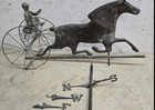 Antique Copper Sulky Horse And Jockey Weathervane - For Restore