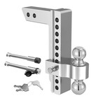 Adjustable Tow Trailer Hitch 2  Receiver 10  Drop rise Dual Ball Mount 12500 Lb