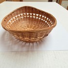 Vintage Woven Wicker Basket Medium Brown Natural Boho Centerpiece Cottage Farm