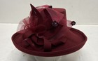 Deborah Fashions Women s Burgundy Wool Felt Wide Brim Church Dress Hat Sequins