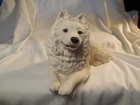 Sandicast Samoyed White Dog Figurine  - Handpainted - Sandra Brue Vtg  Usa 