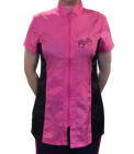 Grooming Front Zipper Two Tone Smock Fitted Embroidery Nylon