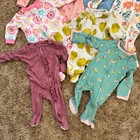 Baby Girl Bundle 7 Footed Pajamas Newborn Infant Lot Sleepwear Floral Flamingo