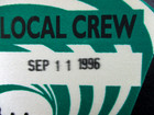 Oasis  Unused Local Crew Pass  From Canceled Concert  Charlotte  11 Sept 1996