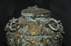 7 2  Old Chinese Shang Bronze Ware Gild Dynasty Palace Chain Lid Jar Jug