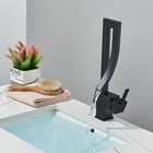 Matte Black Bathroom Sink Faucet Single Hole Single Handle Waterfall Mixer Tap