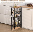 Narrow Storage Cart With Wheels 4-tier Narrow Kitchen Carts Slim Rolling