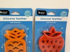 Set Of 2 B-pure Food Grade Silicone Teether  Orange   Red 3-24 Months  Bpa Free