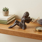 Cast Iron Fairy Figurine Shelf Sitter Garden Decor Rustic Brown Antique Style