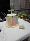 1960 s Tupperware Carousel Caddy W  Stirrers   Bonus Wagonwheel Coaster Set