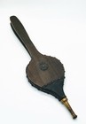 Vintage Wood Leather Fireplace Bellows With Brass Nozzle 22 Inch