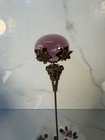 Antique Victorian Brass Long Hat Pin With Large Amethyst Stunning Setting