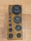 Antique British Brass Apothecary Scale 7 13 Balance Weights In Wooden Box 