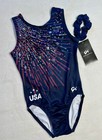 New Gk Elite Gymnastics Team Usa Replica Sparkle Olympic Leotard Sequin Size Al