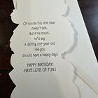 Baby   s First Birthday Card 1st Vintage Hallmark Card Stand-up Fuzzy Blue Bear