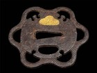Japanese Tsuba Sword Guard Iron Antique Katana Hexagonal Leaf Openwork Ornament