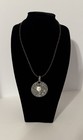 Silpada 925 Sterling Silver Hammered Disc Coin Pearl Necklace Pendant Leather