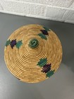 Vintage African Tribal Covered Basket Knob Top Purple Designs 8 