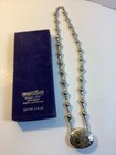 Vtg Estee Lauder Moonsilver Solid Perfume Compact Beaded Necklace Original Box