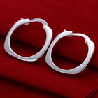 Solid Square Loop Earrings Sterling Silver