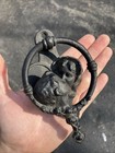 Antique Art Nouveau Cast Iron Door Knocker- Lovers Kissing Faces