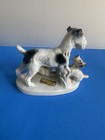 Rare 1940s Carl Scheidig Fox Terrier Dogs Figurine Porcelain Vintage Germany