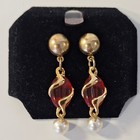 Caged Wired Multi Color Beaded Necklace Bracelet Pierced Earrings Set Goldtone