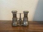 Antique French Chevalier Paris Opera Glasses   Binoculars  Embossed Pewter Brass