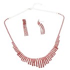 Silver Tone Metal Crystal Rhinestone Necklace Earring Set S6683-srd