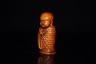 2 8  Collect China Box-wood Carving Buddhism Monk Reciting Scriptures Statue