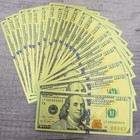 Lot 20 Pcs New   100 Dollar Color Gold Notes Money Banknotes Beautiful Crafts