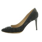 Valentino Garavani Heel Pumps Sandal Leather Embroidered Eu 35 Us 5 Black