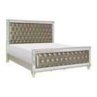 4 Pc Crystal Tufted Gold Faux Leather Queen Bed Dresser Bedroom Furniture Set